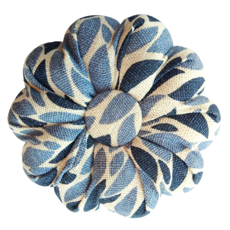 CUSHYSTORE Leave Navy Large Pincushion Pin Needle Cushion Pumpkin Safety for Sewing Sewer Gift 3.5" - Image 1